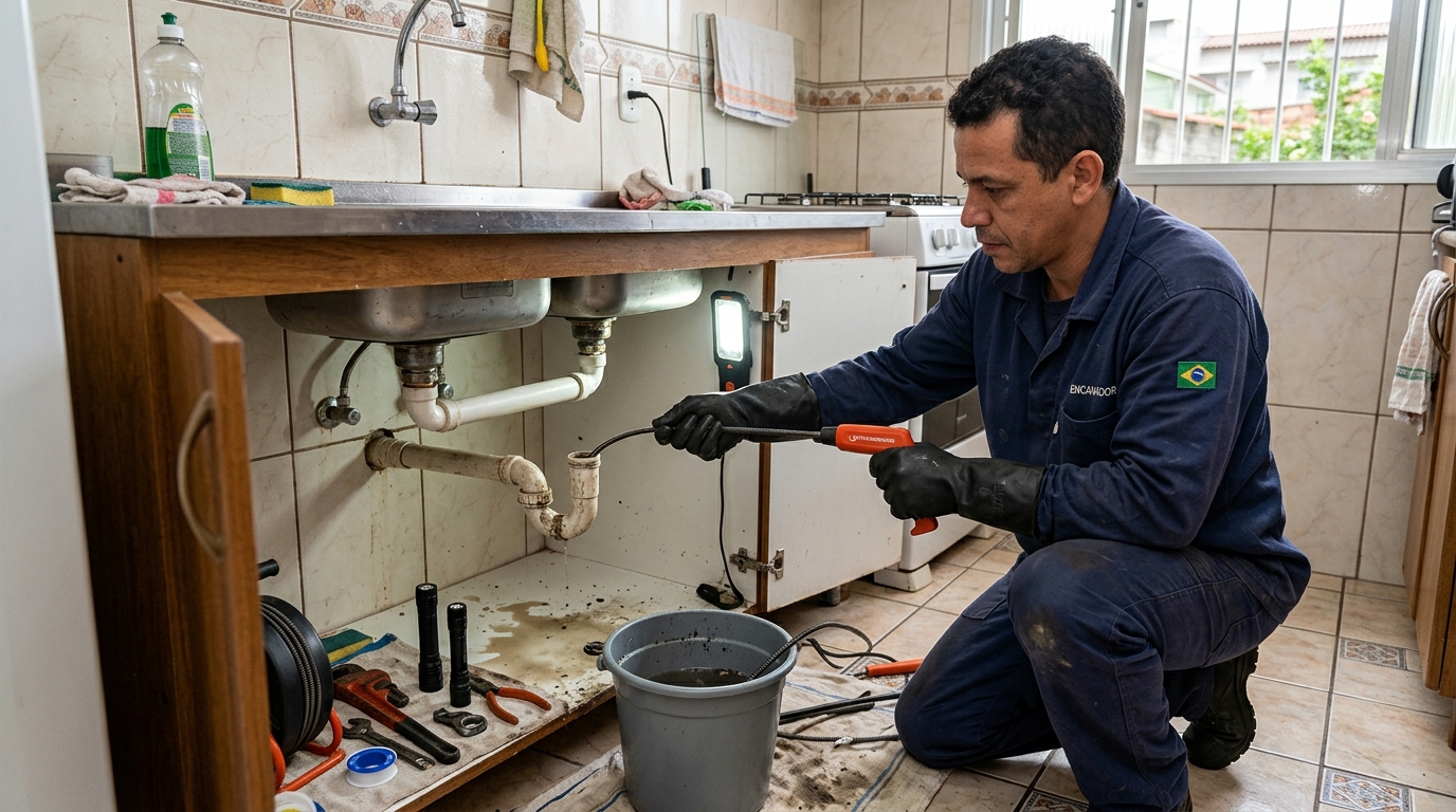 Equipe de desentupimento de canos em Maceió-AL