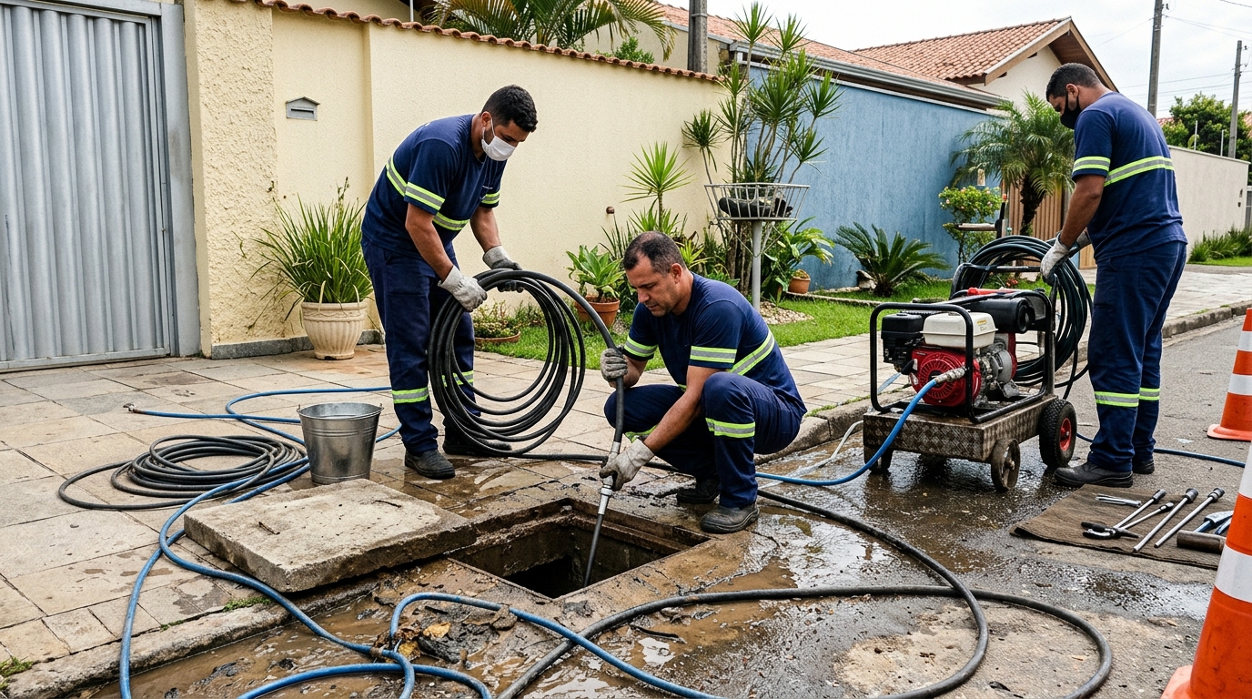 Desentupimento de esgoto residencial em Maceió-AL